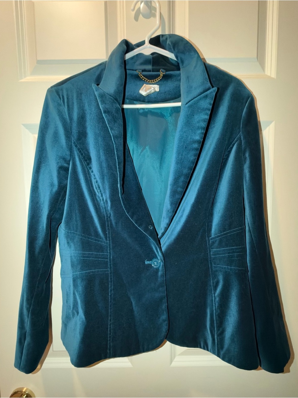 Cache Teal Velvet Single-Button Blazer pants suit